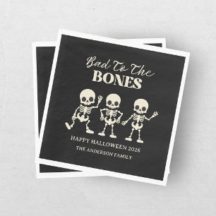 Retro Bad To The Bones Spooky Halloween Napkin