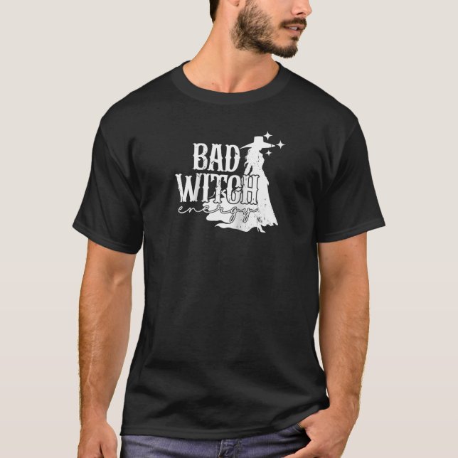 Retro Bad Witch Energy Spooky Halloween Trick Or T T-Shirt (Front)