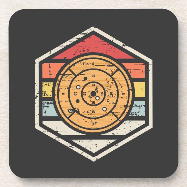 Retro Badge Crokinole Coaster (Front)
