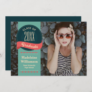 Retro Badge with Arrows Photo Graduation Invitation