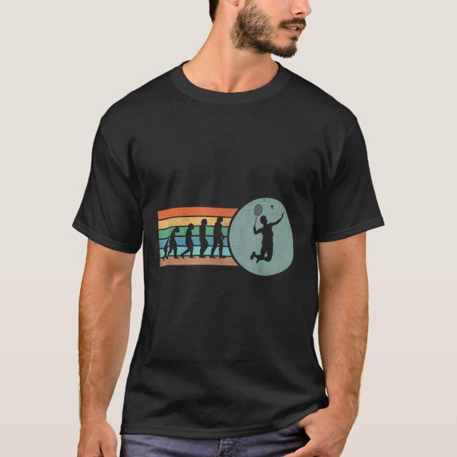 Retro Badminton Evolution Shuttle Vintage Badminto T-Shirt (Front)