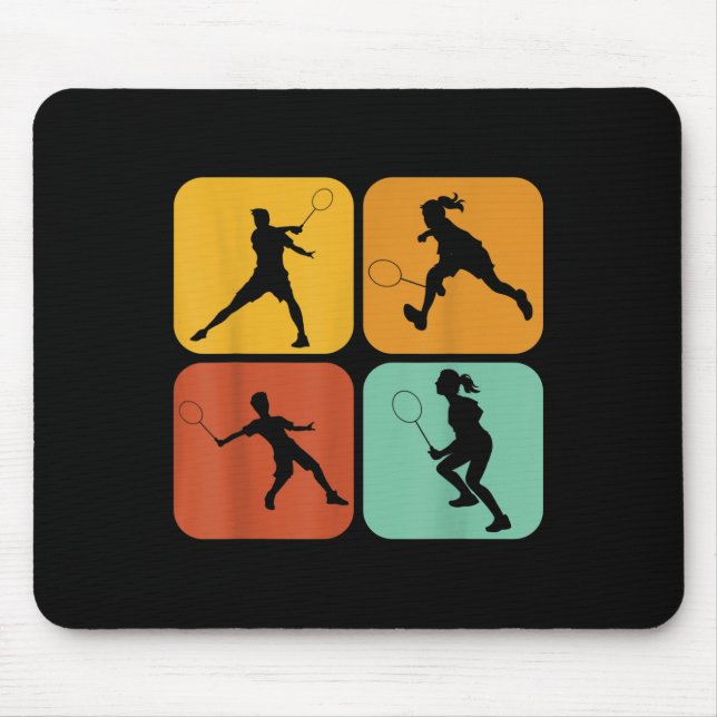 Retro Badminton I Racket I Shuttle I Badminton  Mouse Mat (Front)