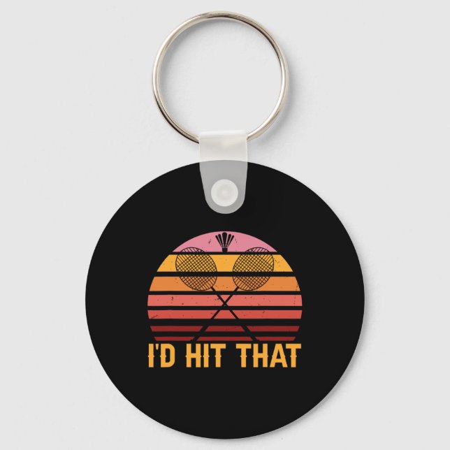 Retro Badminton Id Hit That  Key Ring (Front)