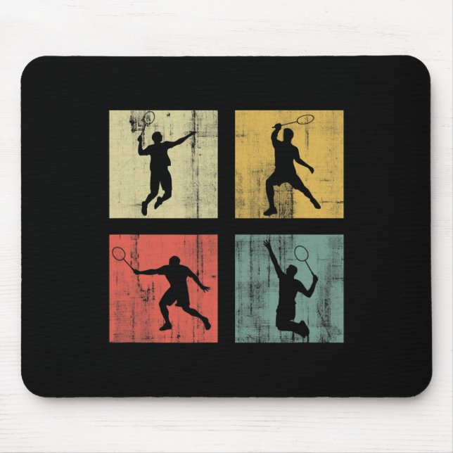 Retro Badminton  Mouse Mat (Front)