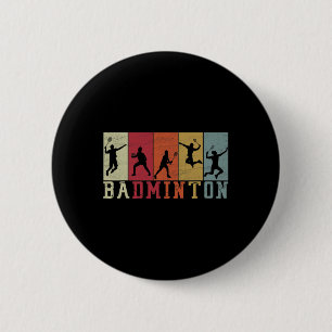 Retro Badminton Player Silhouettes - Badminton  6 Cm Round Badge
