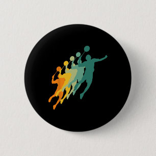 Retro Badminton Players Shuttle Sports Racket Coac 6 Cm Round Badge