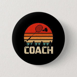Retro Badminton Racket Shuttle Badminton Coach Gif 6 Cm Round Badge