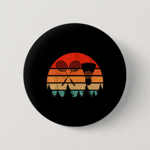 Retro Badminton Racket Shuttle Funny Badminton Pla 6 Cm Round Badge