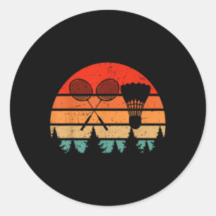 Retro Badminton Racket Shuttle Funny Badminton Pla Classic Round Sticker