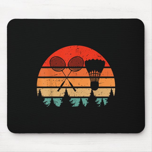 Retro Badminton Racket Shuttle Funny Badminton Pla Mouse Mat (Front)