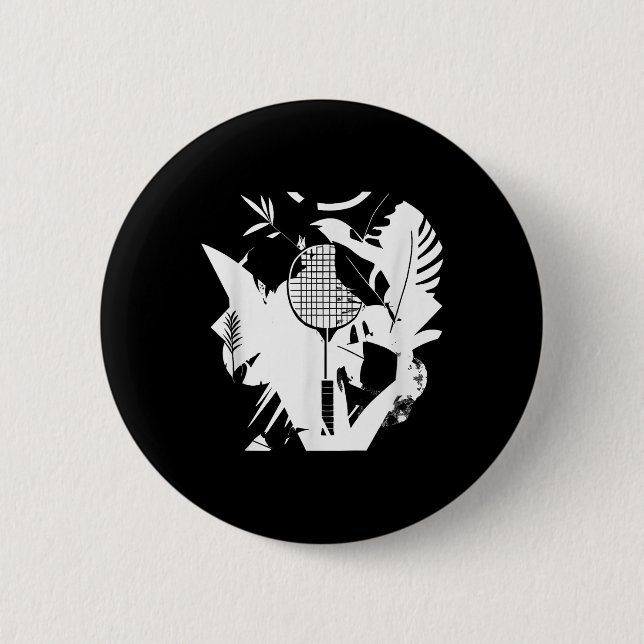Retro Badminton Racket Shuttle Player  6 Cm Round Badge (Front)