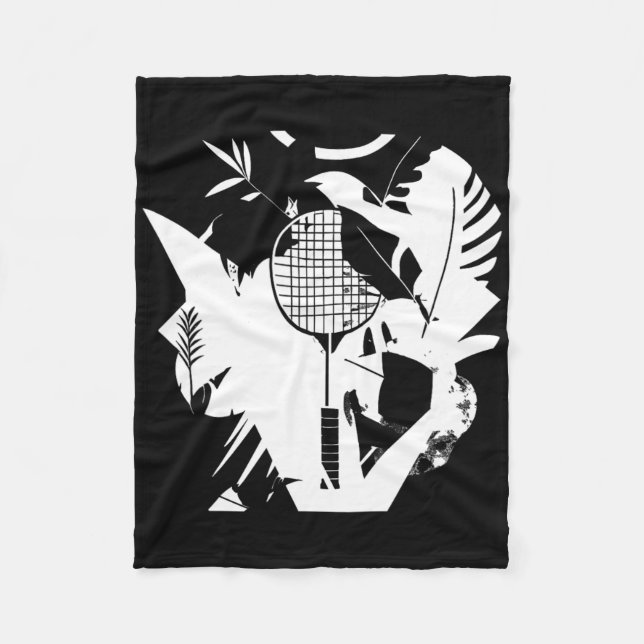 Retro Badminton Racket Shuttle Player  Fleece Blanket (Front)