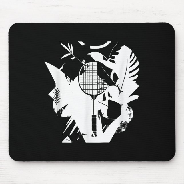 Retro Badminton Racket Shuttle Player  Mouse Mat (Front)