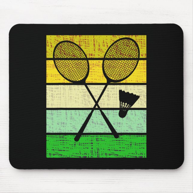 Retro Badminton Rackets And Shuttle Badminton Play Mouse Mat (Front)