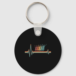 Retro Badminton Shuttle - Player Vintage Ekg Heart Key Ring