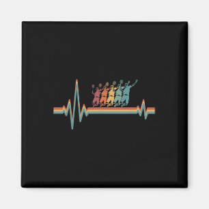 Retro Badminton Shuttle - Player Vintage Ekg Heart Magnet