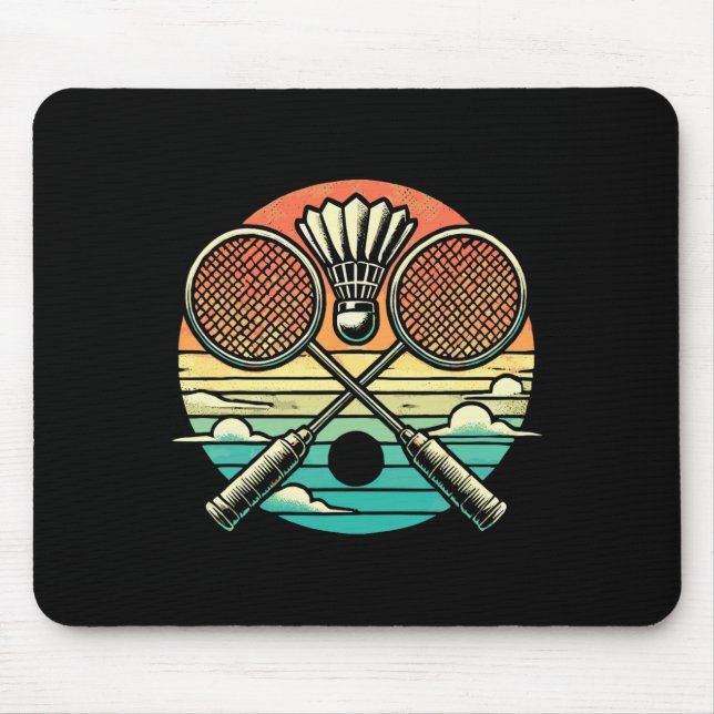 Retro Badminton Shuttle Racket  Mouse Mat (Front)