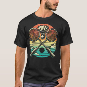 Retro Badminton Shuttlecock Racket T-Shirt
