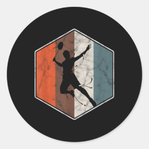 Retro Badminton Tennis Player Vintage Sports Classic Round Sticker