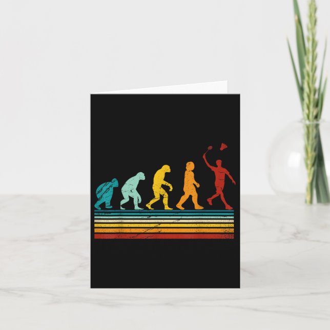 Retro Badminton With Shuttle Evolution Darwin  Card (Front)