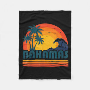 Retro Bahamas Beach Summer Vacation Sunset 70s 80s Fleece Blanket