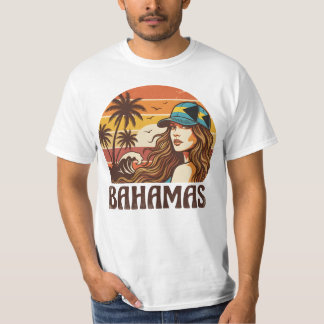 Retro Bahamas Beach Women Summer Vacation Sunset  T-Shirt
