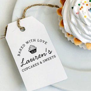 Retro Baked with Love Cupcake Bakery Logo Self-inking Stamp