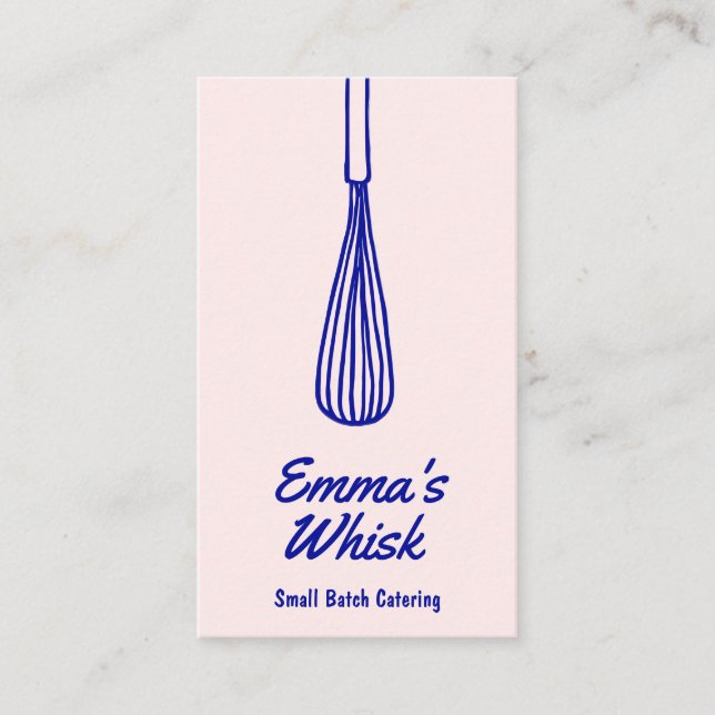 Retro Baker Hand Drawn Whisk Logo Business Card (Front)