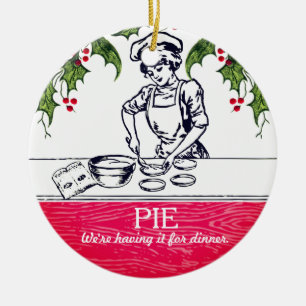 Retro baker pie for dinner Christmas ornament