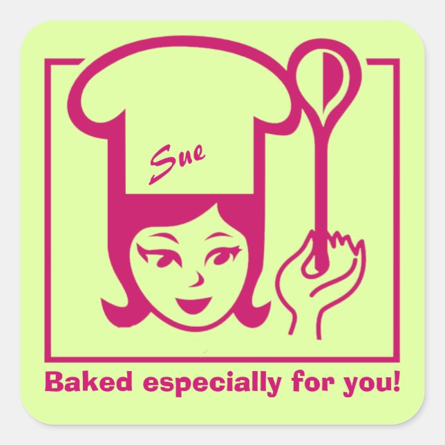 Retro "Bakergirl" Stickers for Baked Goods (Front)
