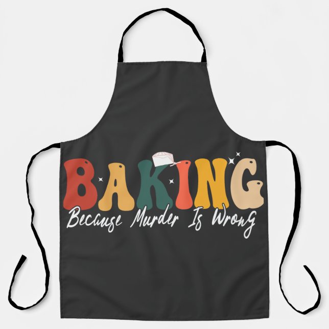 Retro Baking Because Murder IsAll-Over Print Apron (Front)