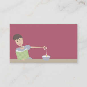 Retro baking cooking woman breaking eggs business card