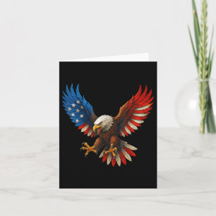 Retro Bald Eagle American Flag 4th Of July Indepen Card