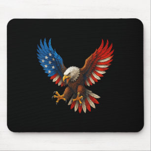 Retro Bald Eagle American Flag 4th Of July Indepen Mouse Mat