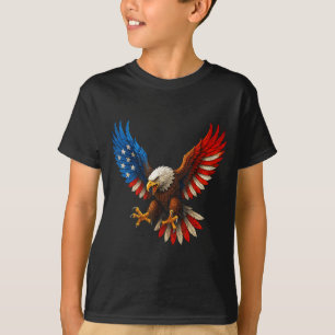 Retro Bald Eagle American Flag 4th of July T-Shirt