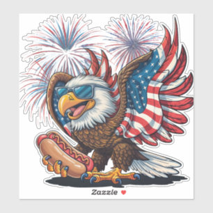 Retro Bald Eagle Hotdog American Flag 4th Of July 