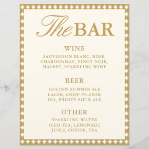 Retro Ballroom Vintage Ivory Bar Menu Wedding Sign