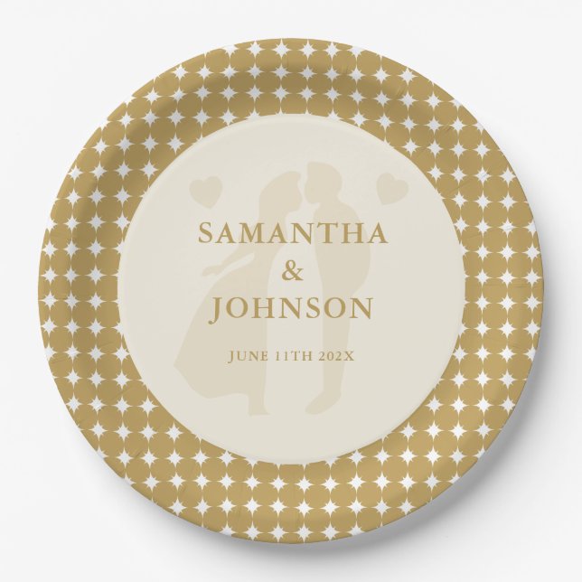 Retro Ballroom Vintage Ivory Wedding Paper Plate (Front)