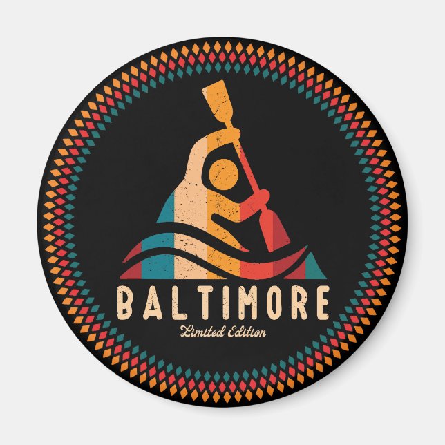 Retro Baltimore Kayaking Magnet (Front)