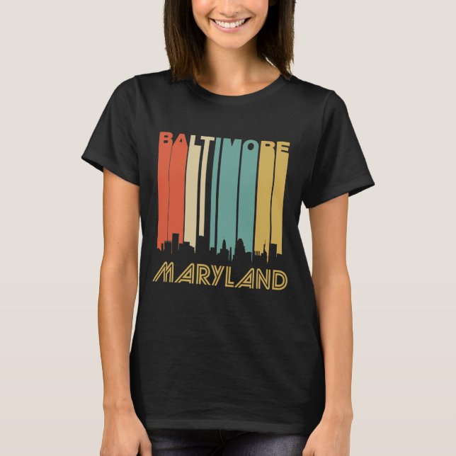 Retro Baltimore Skyline T-Shirt (Front)