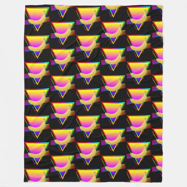 Retro Banana Fruit Fleece Blanket (Front)