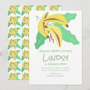 Retro Banana Yellow Baby Shower Kraft Invitation