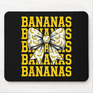 Retro Bananas Last Name Coquette Bow Women Girls Mouse Mat