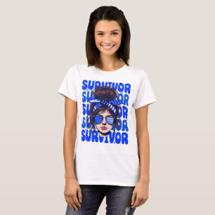 Retro Bandanna Girl Colon Cancer Survivor T-Shirt