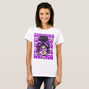 Retro Bandanna Girl Hodgkin's Lymphoma Survivor T-Shirt