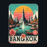 Retro Bangkok city skyline - Thailand travel gifts Magnet<br><div class="desc">"Thailand decor"
"Bangkok art"
"Thai street photography"
"Asian travel print"
"Thai culture gifts"
"Bangkok skyline"
"Thai cuisine art"
"Bangkok travel"
"Thai street food print"
"Southeast Asia decor"</div>