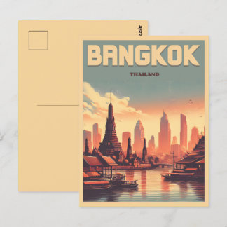 Retro Bangkok city skyline - Thailand travel gifts Postcard