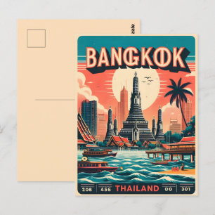 Retro Bangkok city skyline - Thailand travel gifts Postcard
