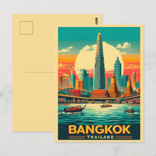 Retro Bangkok city skyline - Thailand travel gifts Postcard