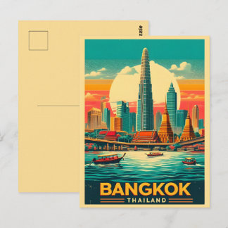 Retro Bangkok city skyline - Thailand travel gifts Postcard